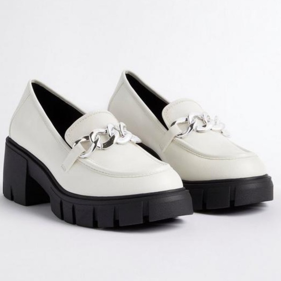 torrid l Faux Leather White Chunky Platform Loafers Size 10 - Picture 10 of 10